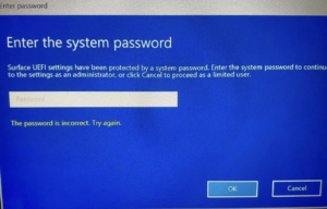 Microsoft Surface EFI Bios password reset unlock